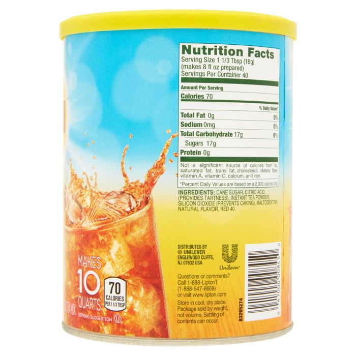 Lipton black tea nutrition facts