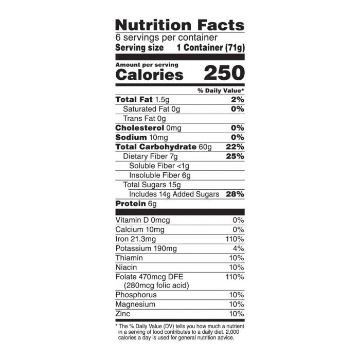 Nutrition facts frosted mini wheats