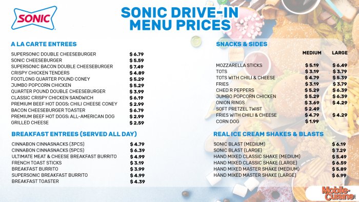 Sonic nutrition facts menu